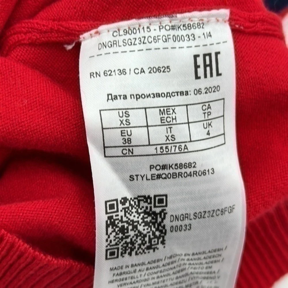 UEC Guess logo large stripe red sweater XS